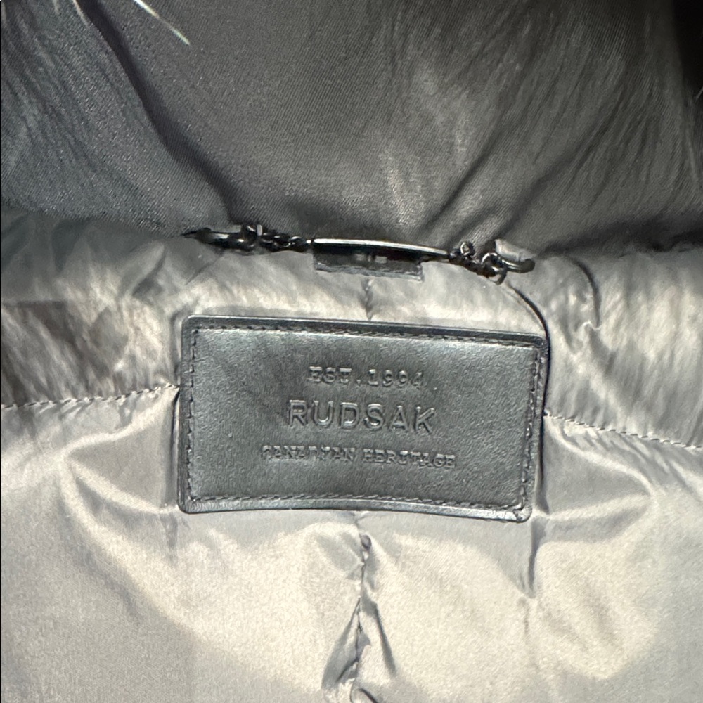 RUDSAK Charcoal silver fox Fur-Trimmed Puffer Jacket - Picture 2 of 7